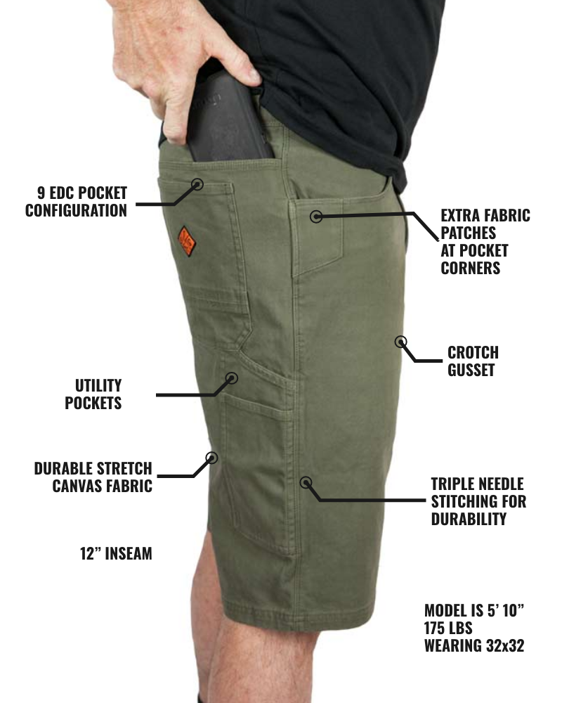 Pantalón corto Havok de 12" - Verde oliva oscuro