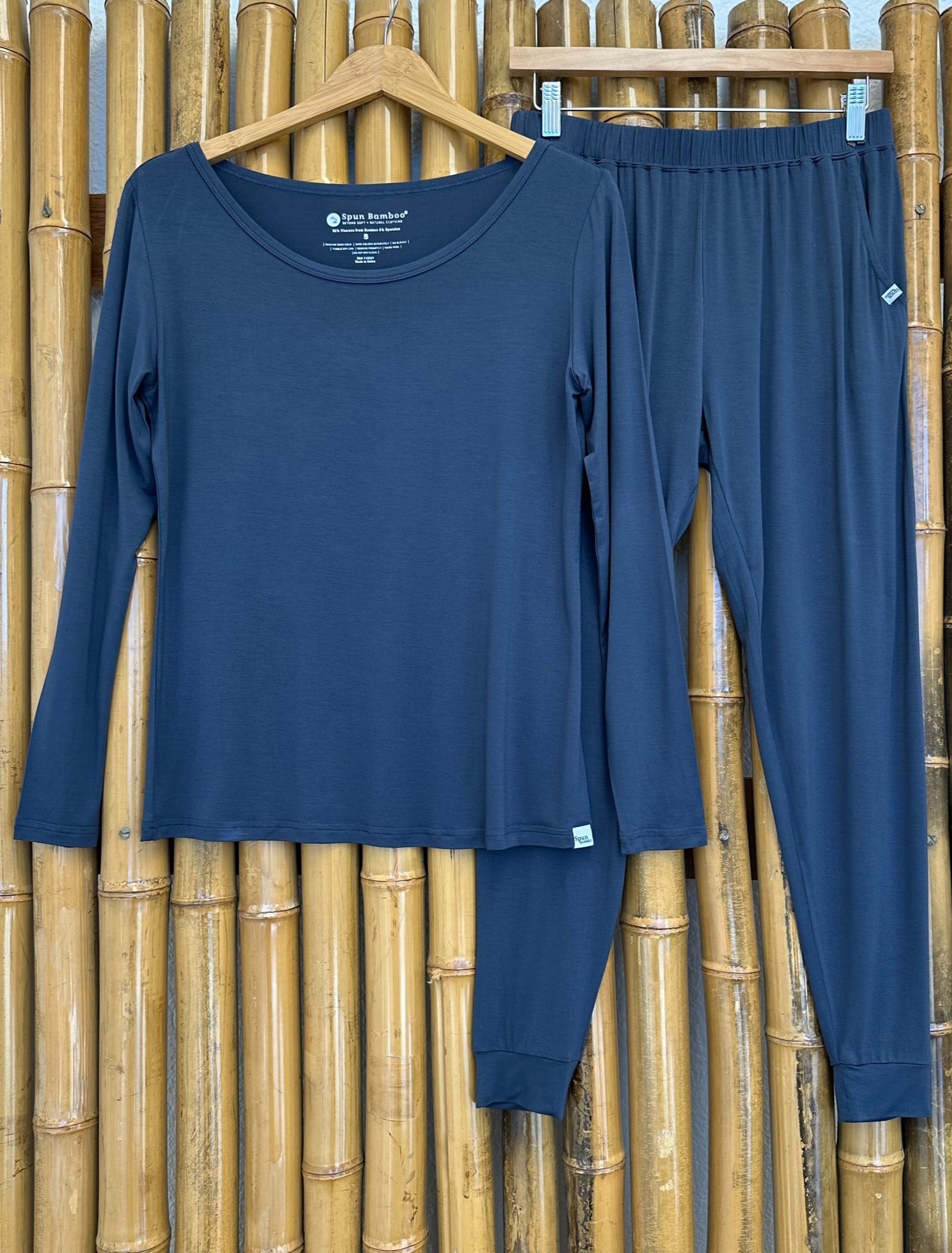Conjunto de pijama de bambú para mujer - Camiseta de manga larga y pantalón jogger