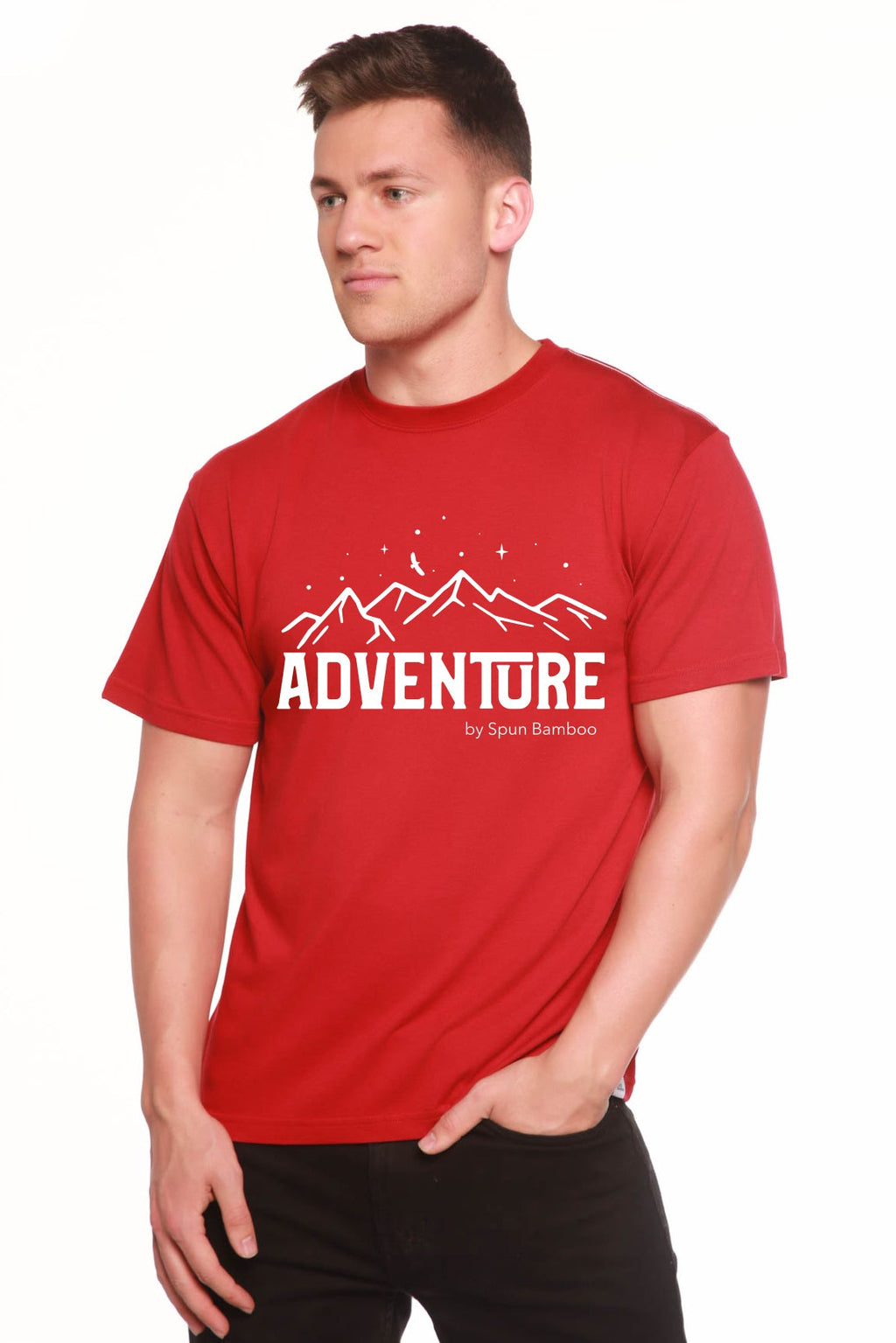 Camiseta de Manga Corta Estampada de Viscosa de Bambú/Algodón Orgánico "Adventure" para Hombre
