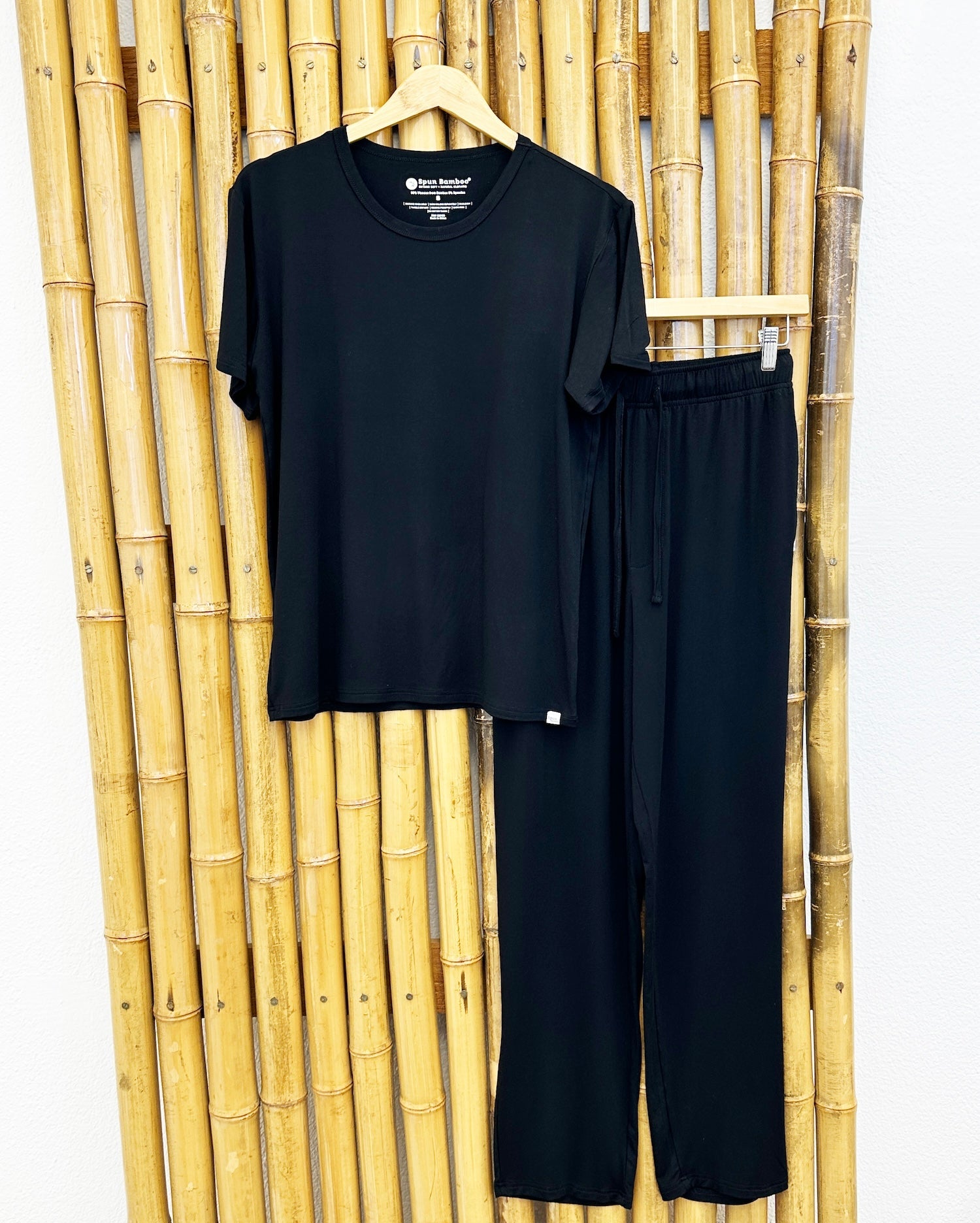 Conjunto de pijama de bambú suave para hombre - Camiseta de manga corta y pantalones