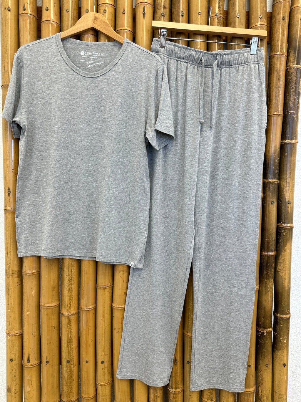 Conjunto de pijama de bambú suave para hombre - Camiseta de manga corta y pantalones