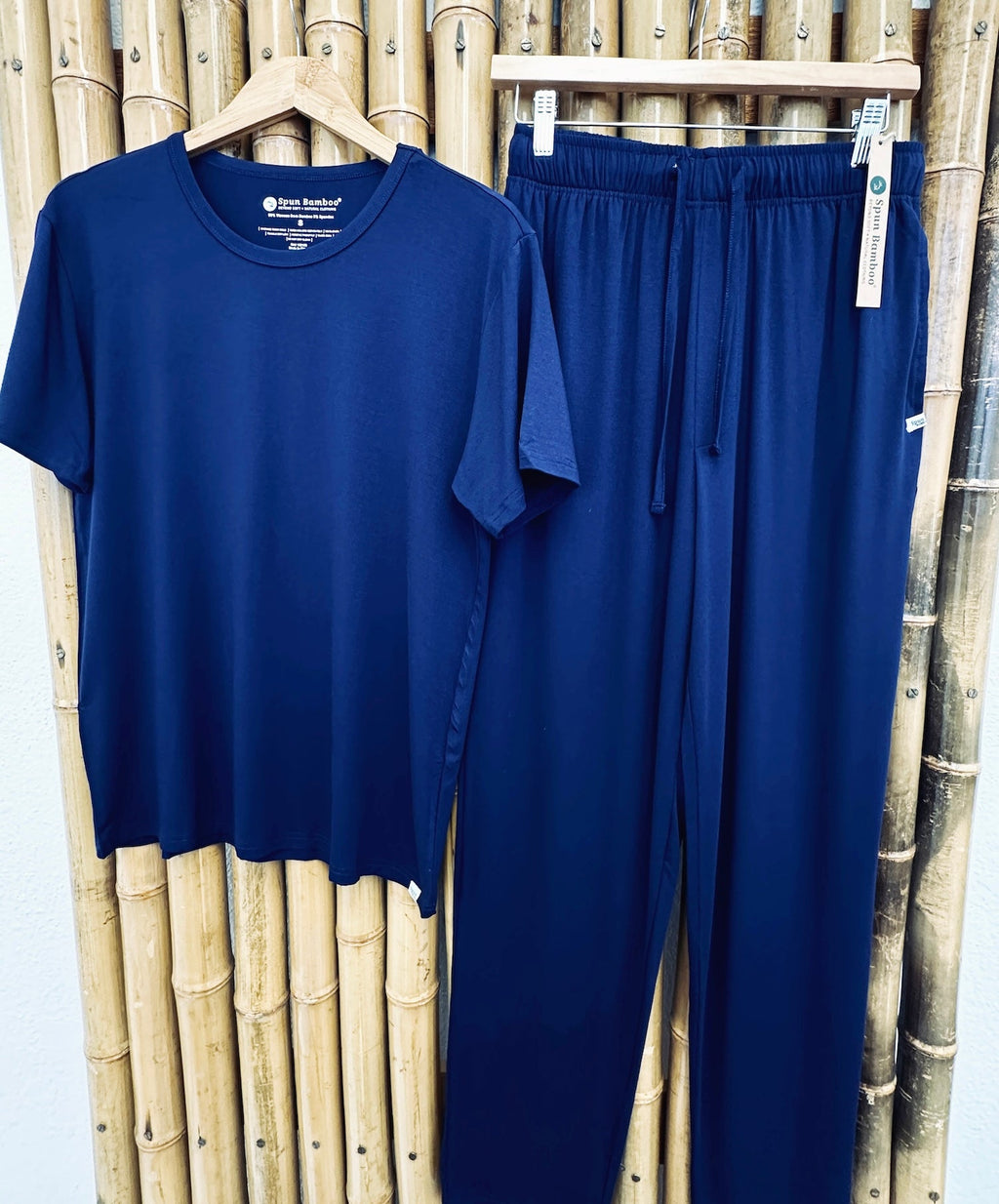 Conjunto de pijama de bambú suave para hombre - Camiseta de manga corta y pantalones