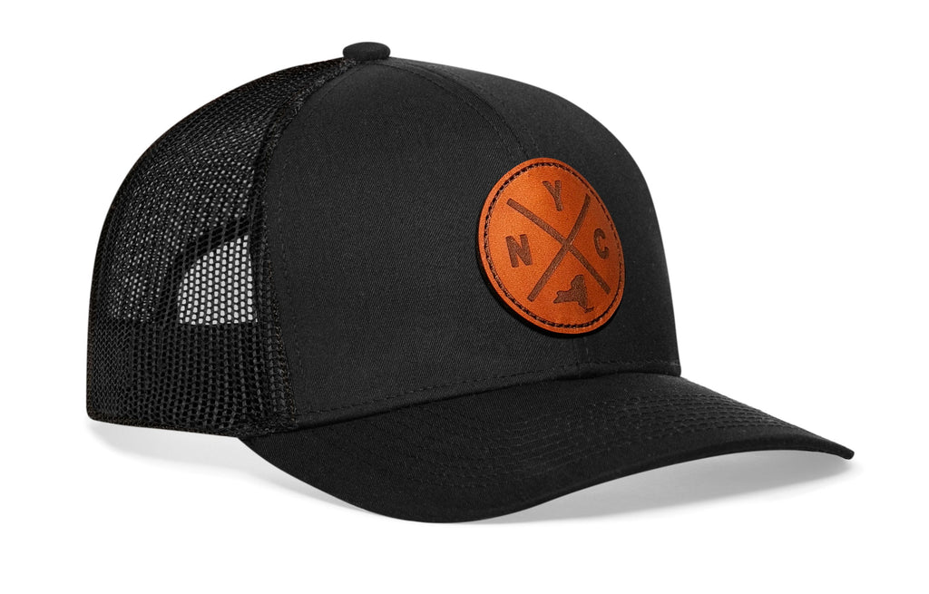 New York City Trucker Hat Leather  |  Black NYC X Snapback