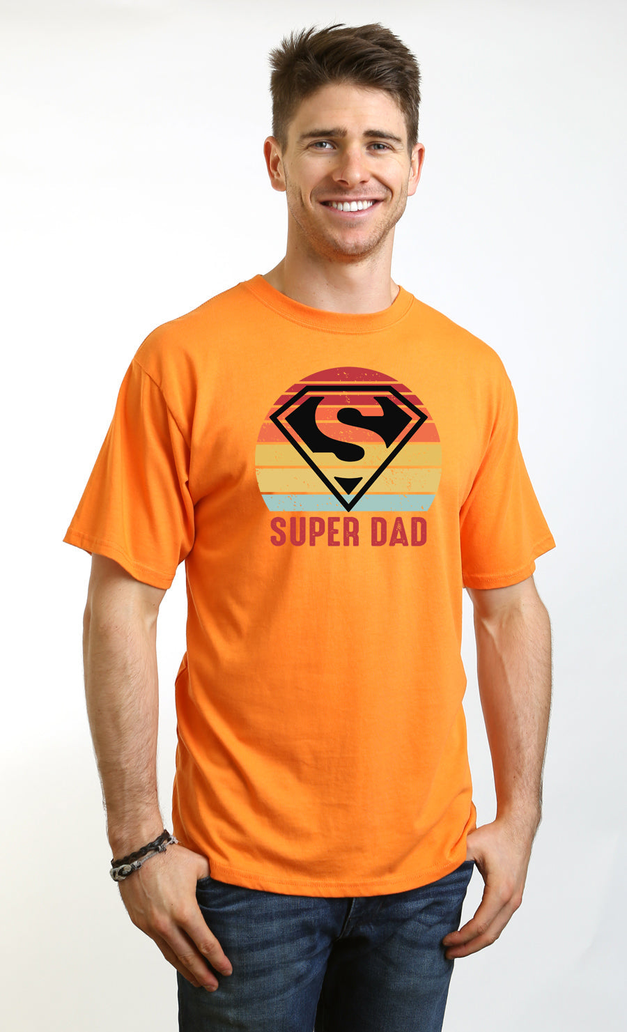 Camiseta gráfica de manga corta para hombre "Super Papá" de bambú viscosa/algodón orgánico
