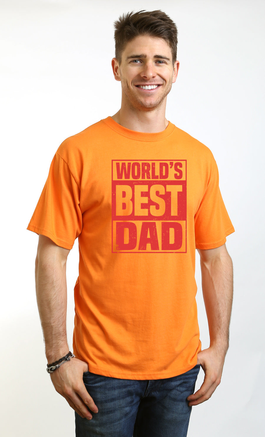 Camiseta Gráfica de Manga Corta para Hombre de Viscosa de Bambú y Algodón Orgánico "El Mejor Papá del Mundo"