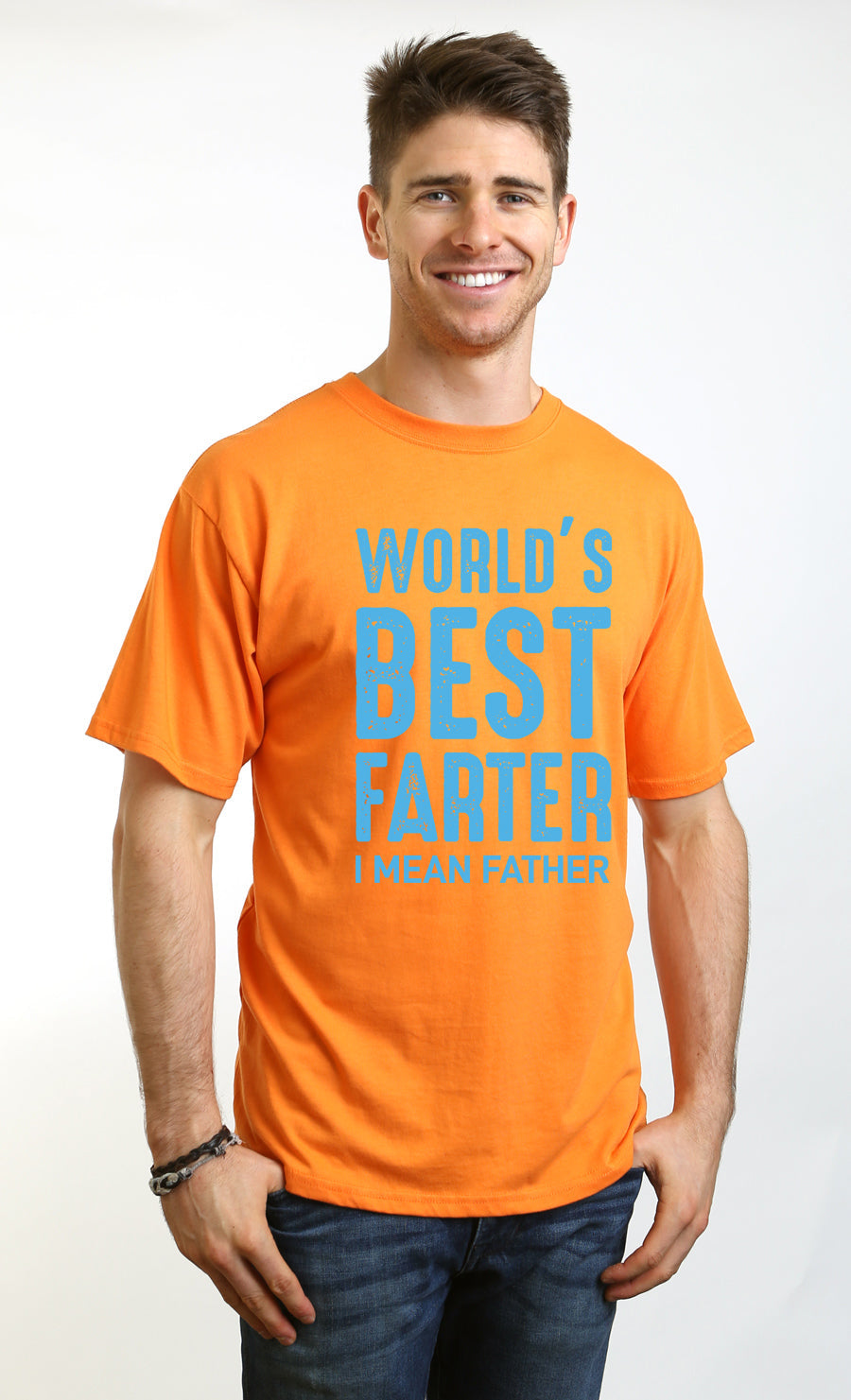 Camiseta de manga corta con estampado "El mejor pedorreador del mundo" de viscosa de bambú y algodón orgánico para hombre