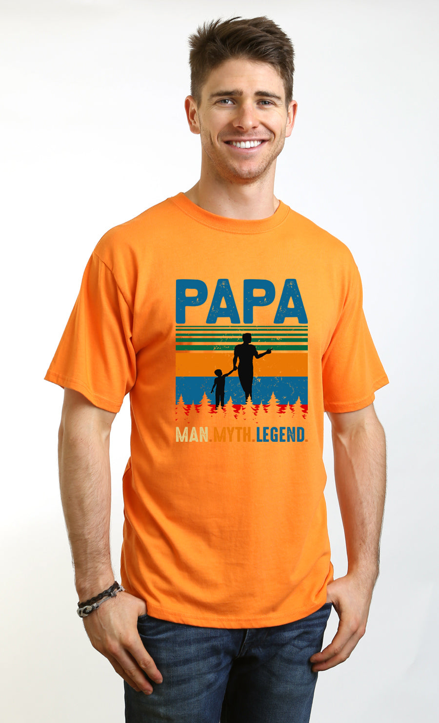 Camiseta de manga corta con estampado "Papa Man, Myth, Legend" de bambú, viscosa y algodón orgánico para hombre