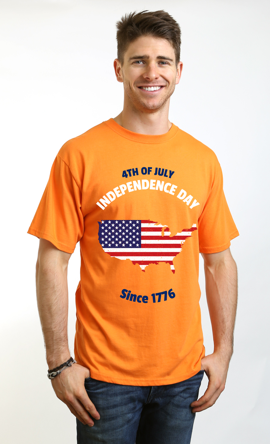 Camiseta gráfica de manga corta para hombre del 4 de julio de bambú/algodón orgánico