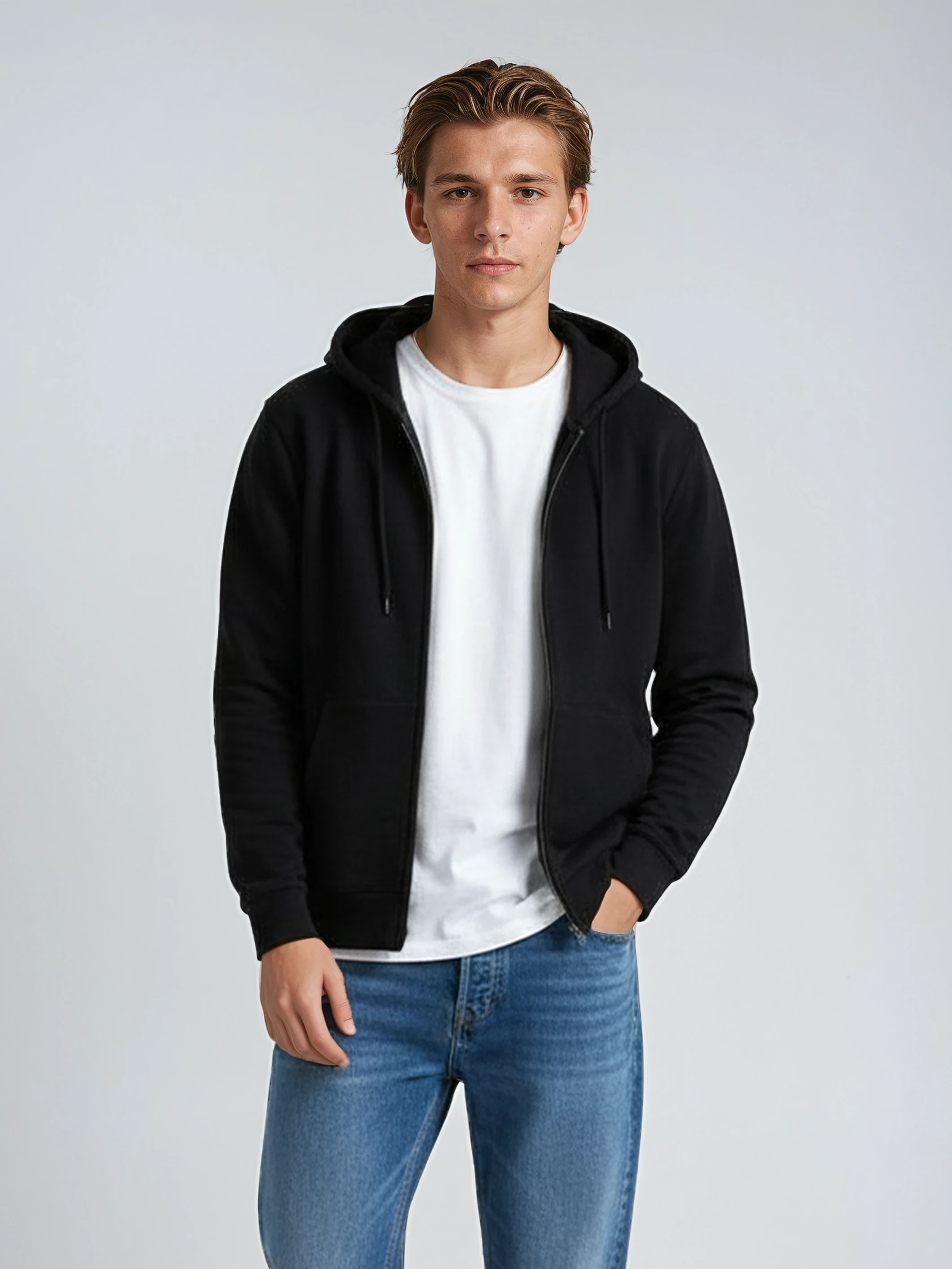 Sudadera con Capucha y Cremallera de Peso Medio P2008