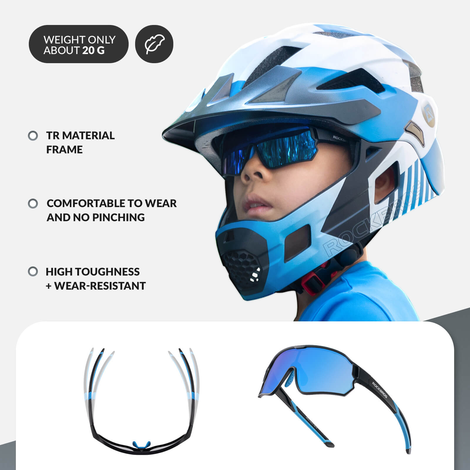Gafas de sol polarizadas de ciclismo ROCKBROS para niños UV400 Gafas de bicicleta