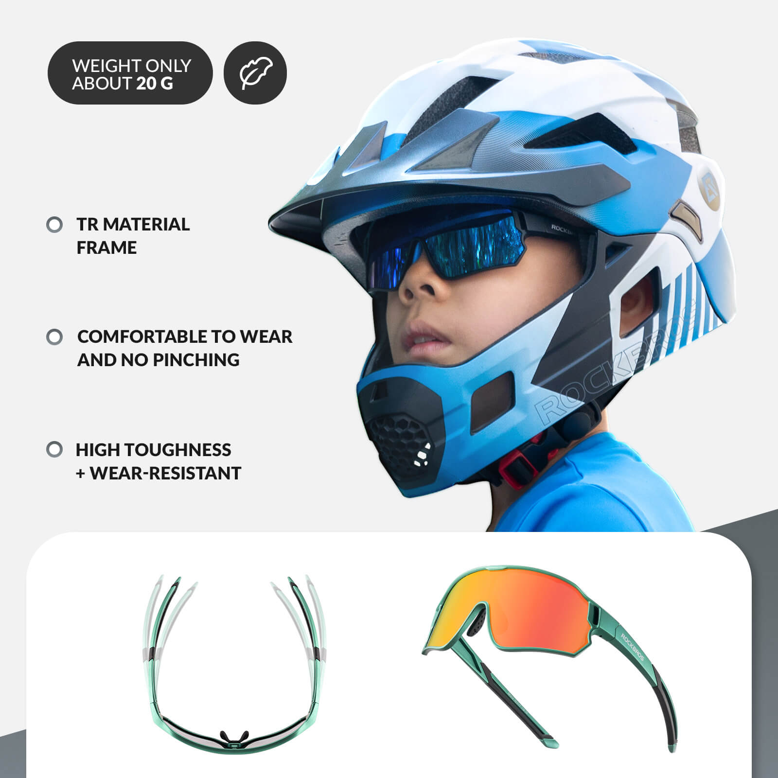 Gafas de sol polarizadas de ciclismo ROCKBROS para niños UV400 Gafas de bicicleta