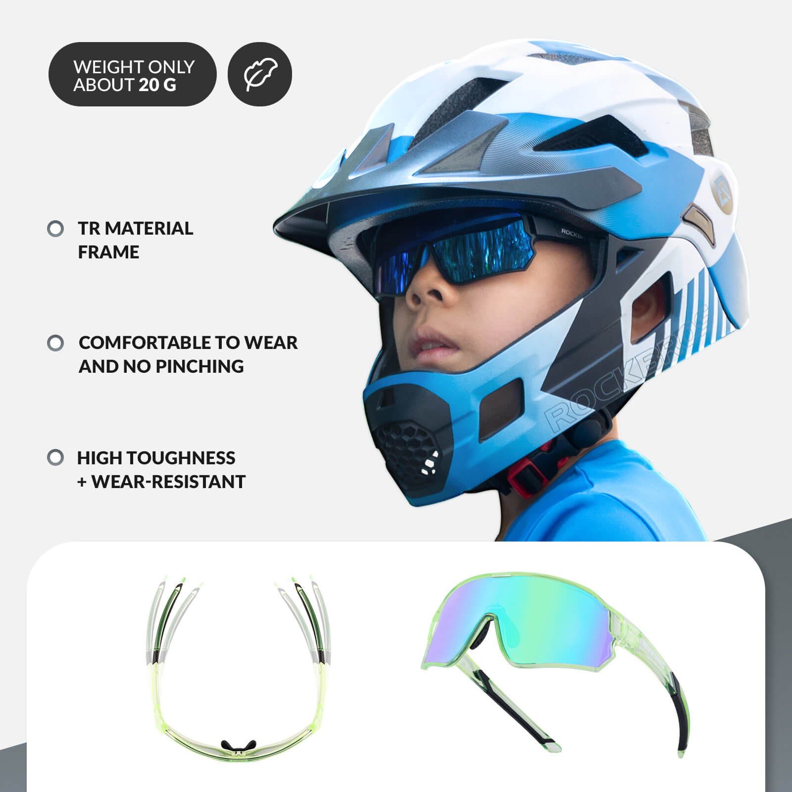 Gafas de sol polarizadas de ciclismo ROCKBROS para niños UV400 Gafas de bicicleta