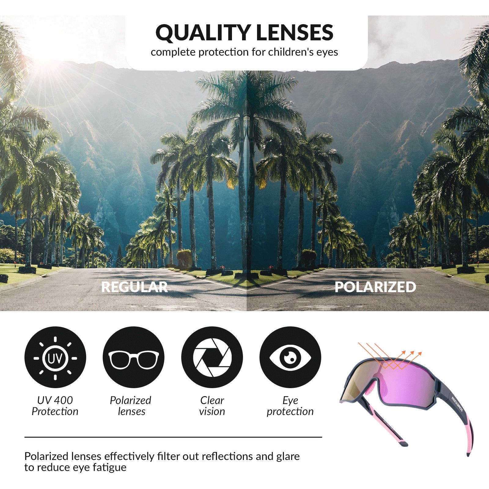 Gafas de sol polarizadas de ciclismo ROCKBROS para niños UV400 Gafas de bicicleta
