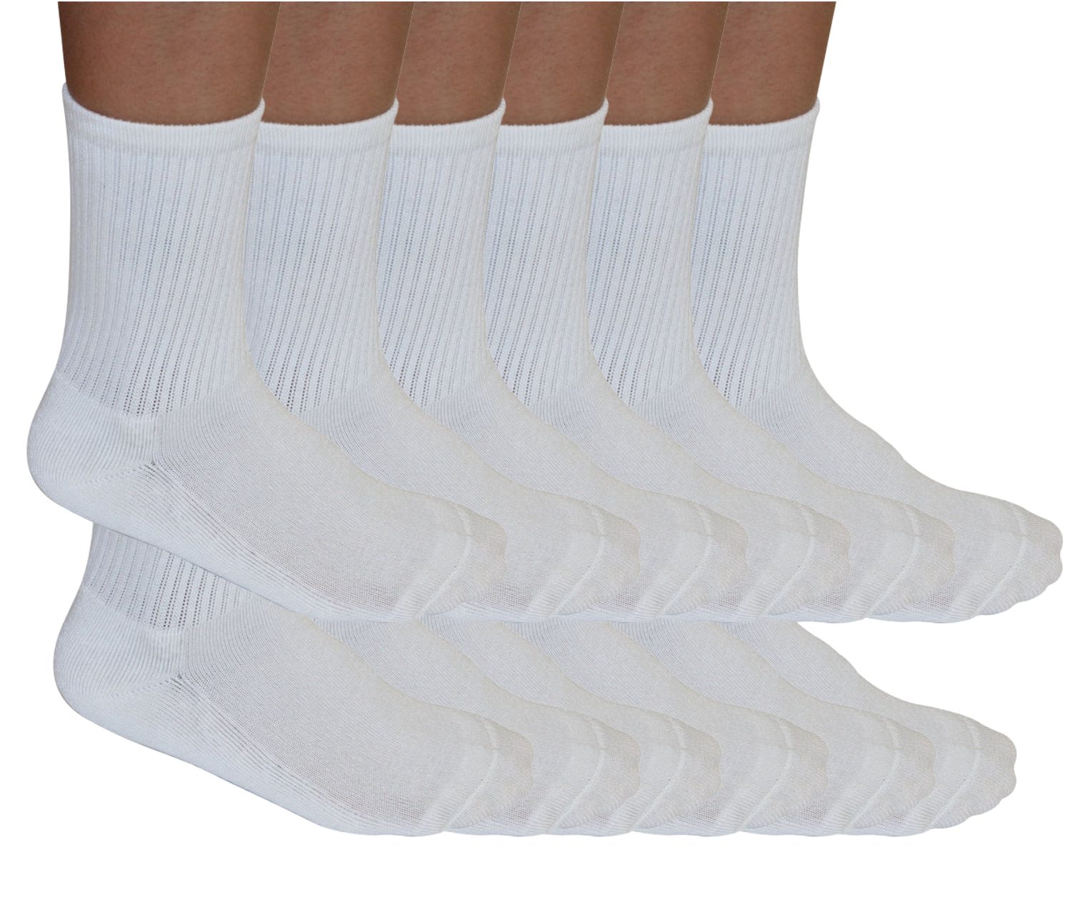 Calcetines deportivos de bambú/viscosa 3/4 Unisex Color Blanco - Paquete de 12