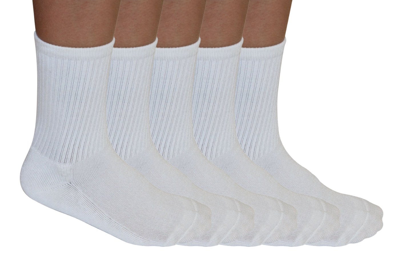 Calcetines de bambú de caña media, unisex, color blanco, paquete de 5 unidades