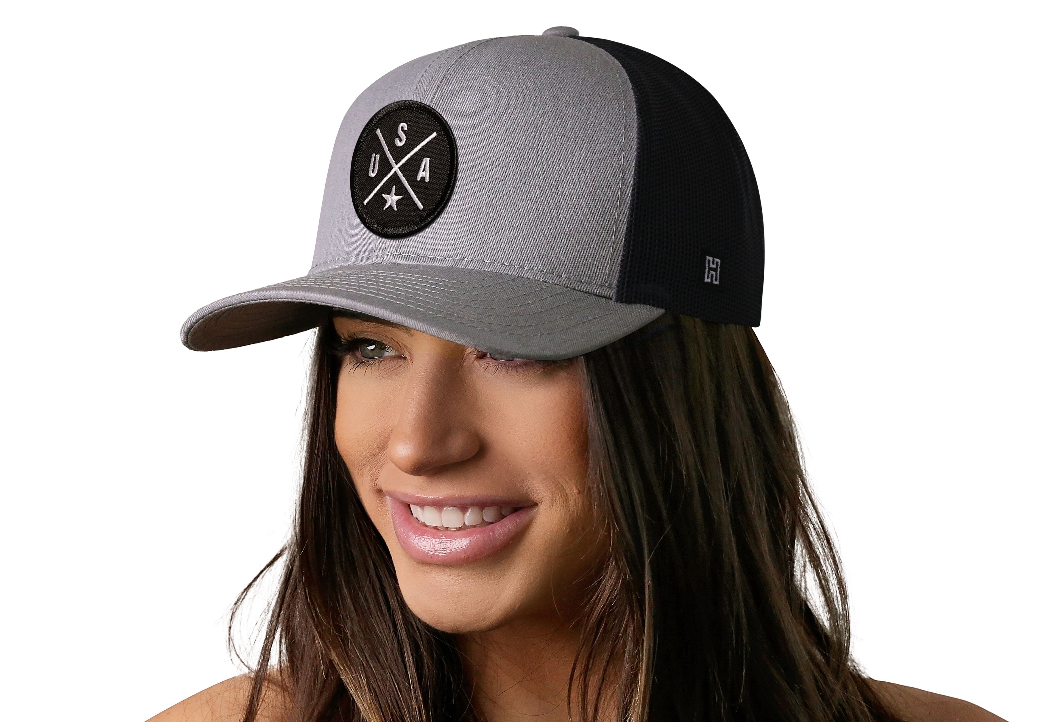 USA Trucker Hat  |  Gray-Black America Snapback