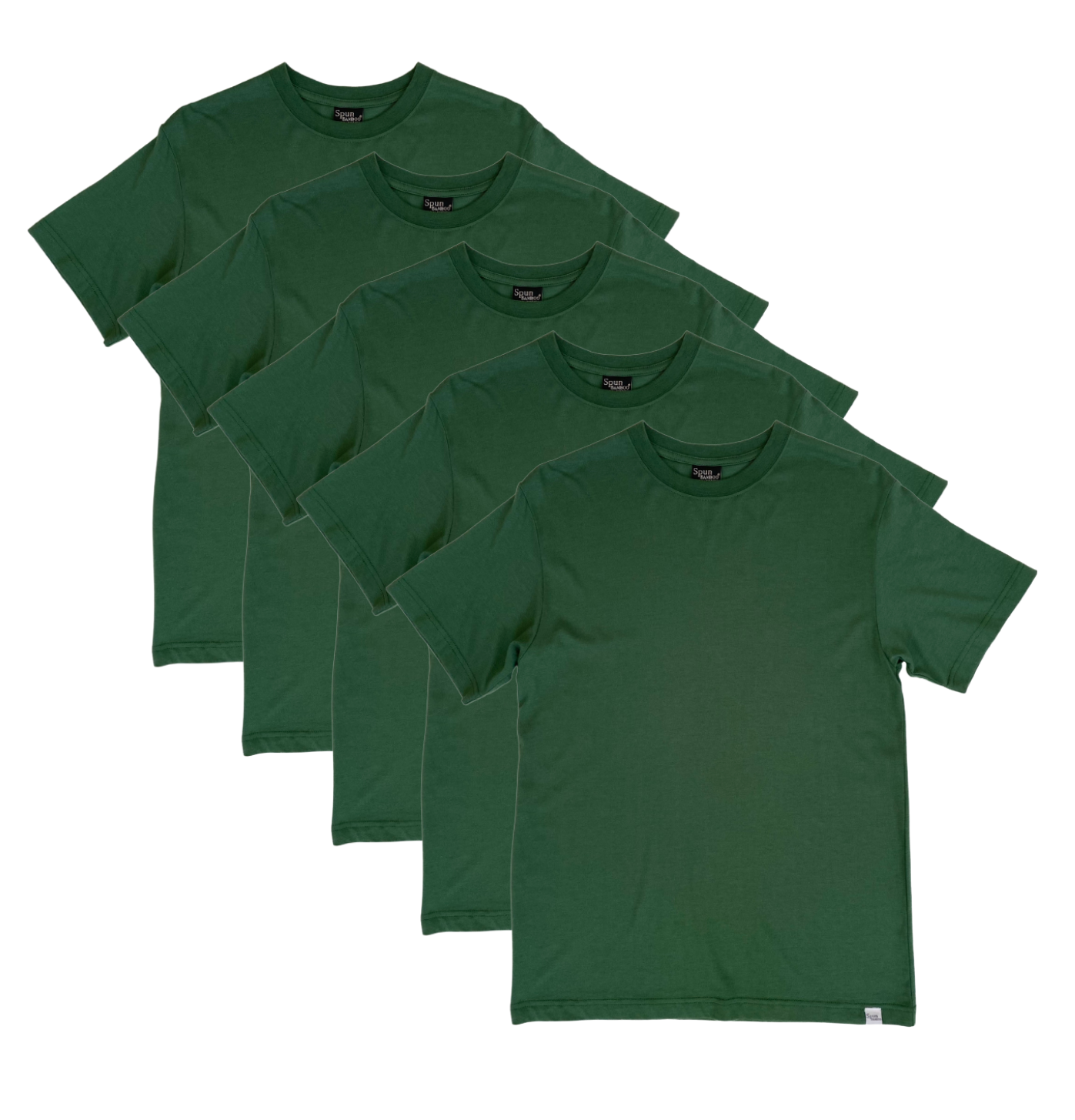 Camiseta de manga corta para hombre de viscosa de bambú/algodón orgánico color verde pino - Paquete de 5