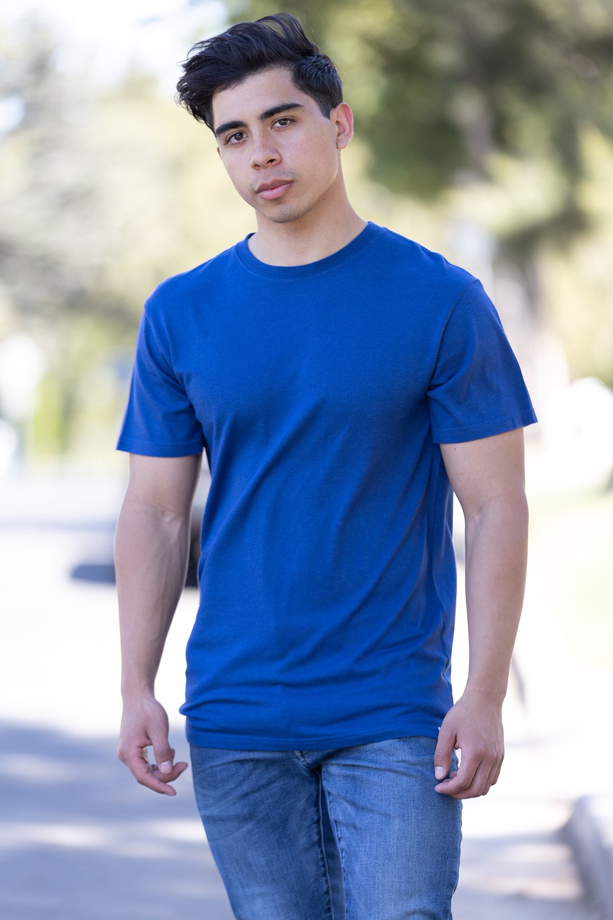 Camiseta de manga corta de viscosa de bambú y algodón orgánico personalizada para hombre