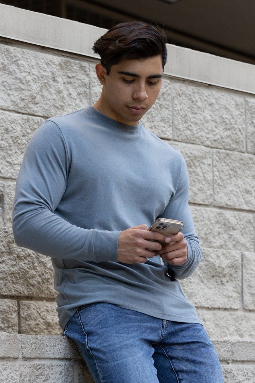 Camiseta de manga larga de viscosa de bambú y algodón orgánico para hombre