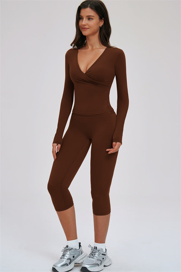 Conjunto de 2 piezas de leggings capri y manga larga Twirl