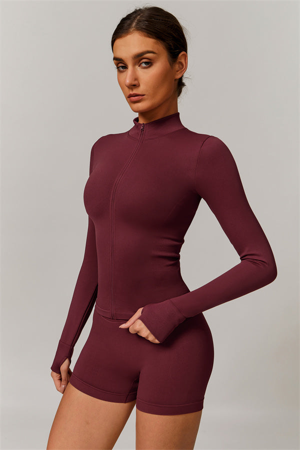 Conjunto de 3 piezas de chaqueta, sujetador deportivo y pantalones cortos Nova Luxe