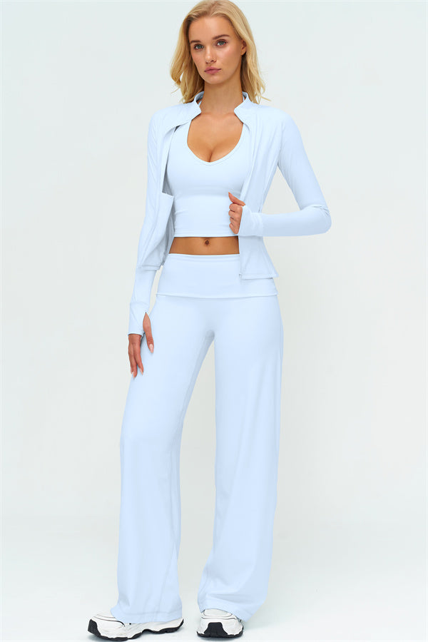 Conjunto de 3 piezas de chaqueta con cremallera, top halter y leggings Twirl