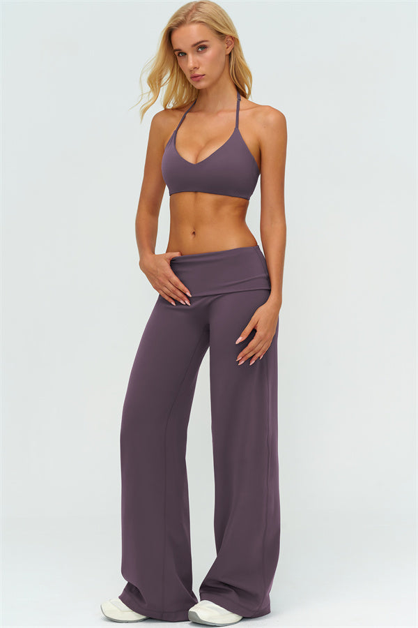 Conjunto de 2 piezas de sujetador deportivo y pantalón de pierna recta Twirl