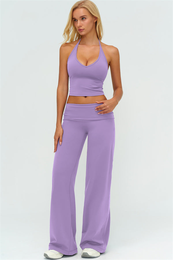 Conjunto de 3 piezas de chaqueta con cremallera, top halter y leggings Twirl