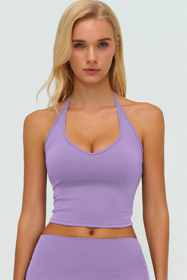 Conjunto de 2 piezas de top halter Twirl y pantalón de pierna recta
