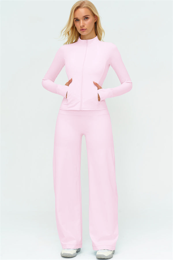 Conjunto de dos piezas de chaqueta Twirl con cremallera y pantalón de pierna recta