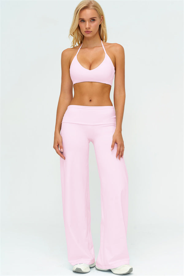 Conjunto de 2 piezas de sujetador deportivo y pantalón de pierna recta Twirl