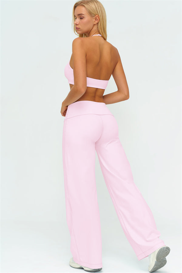 Conjunto de 2 piezas de sujetador deportivo y pantalón de pierna recta Twirl