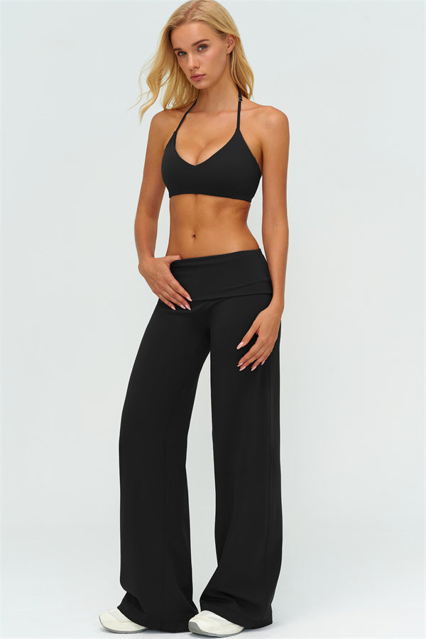 Conjunto de 2 piezas de sujetador deportivo y pantalón de pierna recta Twirl