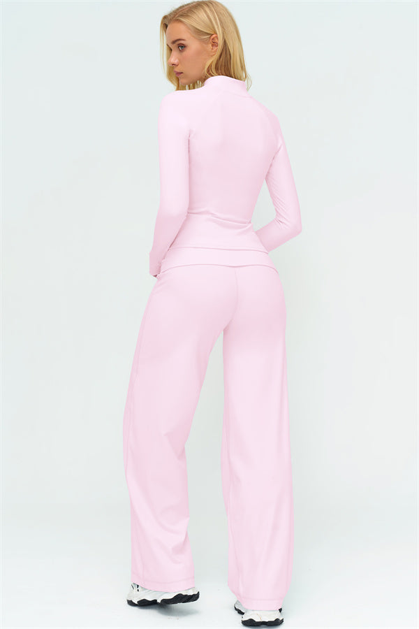 Conjunto de 2 Piezas Chaqueta Twirl con Cremallera y Pantalones de Pierna Recta