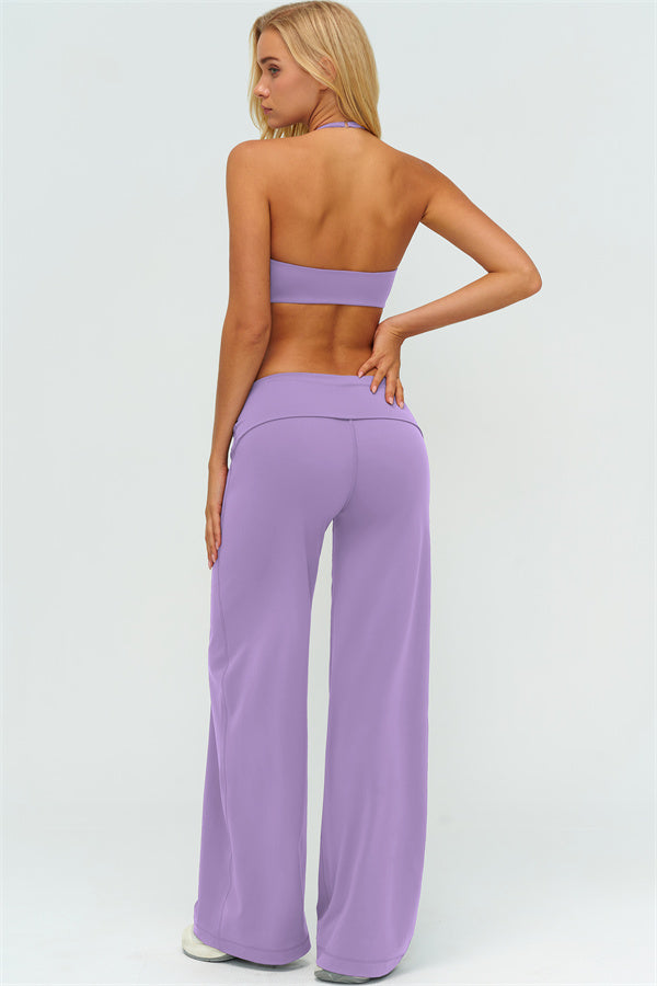 Conjunto de 2 piezas de sujetador deportivo y pantalón de pierna recta Twirl