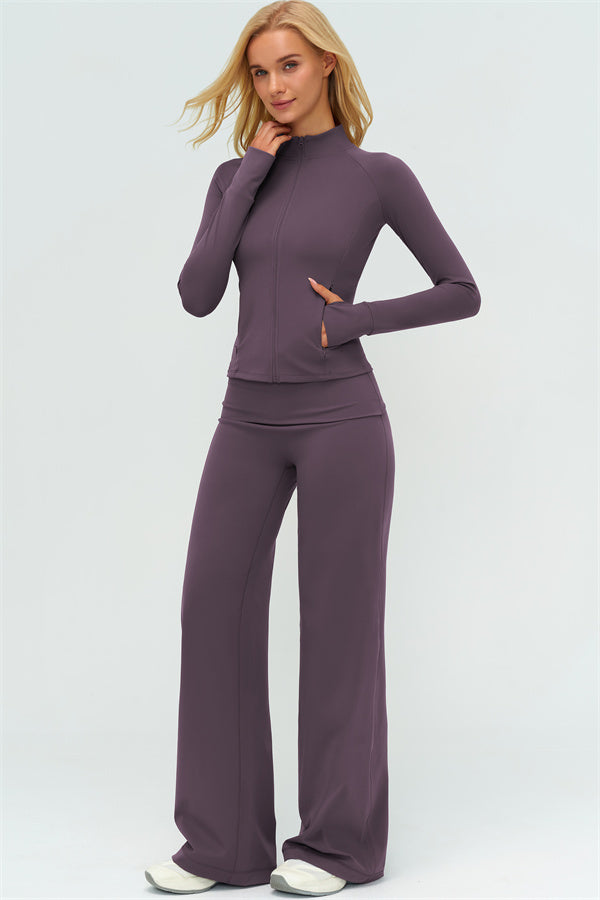 Conjunto de 3 piezas de chaqueta con cremallera, top halter y leggings Twirl