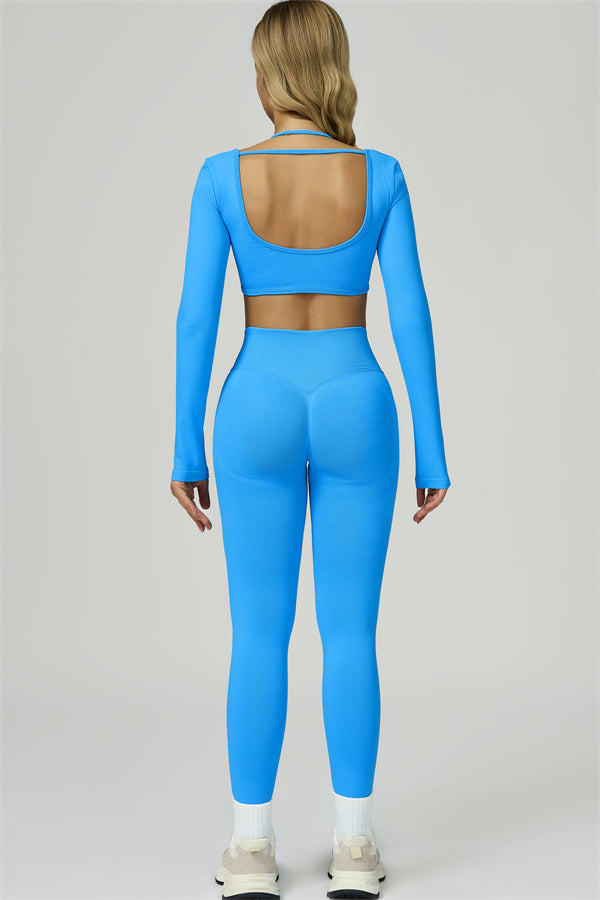 Conjunto de 2 piezas de leggings y top corto de manga larga Prime