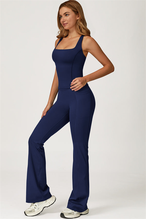 Conjunto de 2 piezas de top corto Glacier y leggings con pernera acampanada