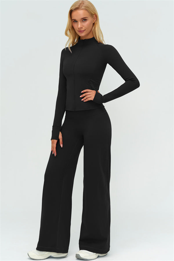 Conjunto de dos piezas de chaqueta Twirl con cremallera y pantalón de pierna recta