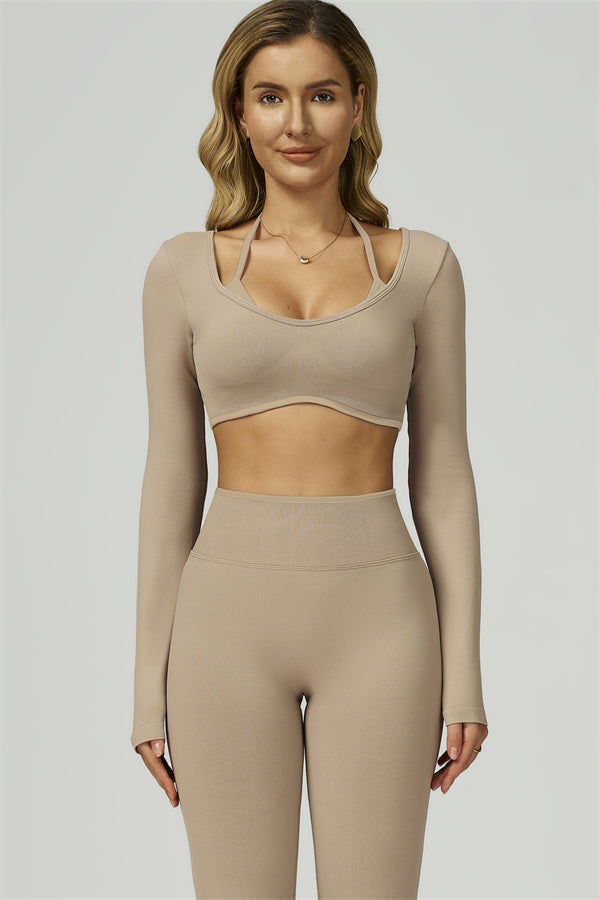 Conjunto de 2 piezas de leggings y top corto de manga larga Prime