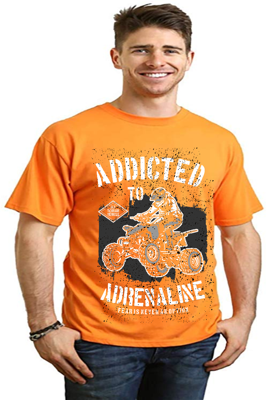 Camiseta gráfica de manga corta para hombre "Adicto a la adrenalina" de viscosa de bambú/algodón orgánico