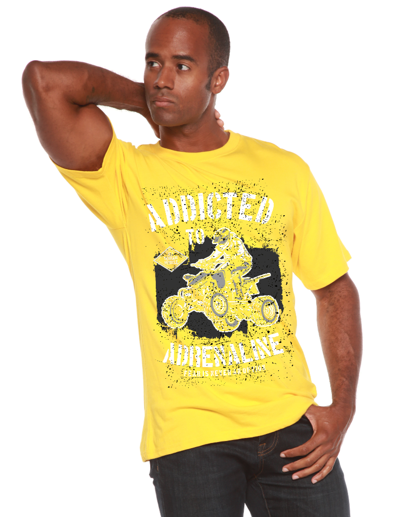 Camiseta gráfica de manga corta para hombre "Adicto a la adrenalina" de viscosa de bambú/algodón orgánico