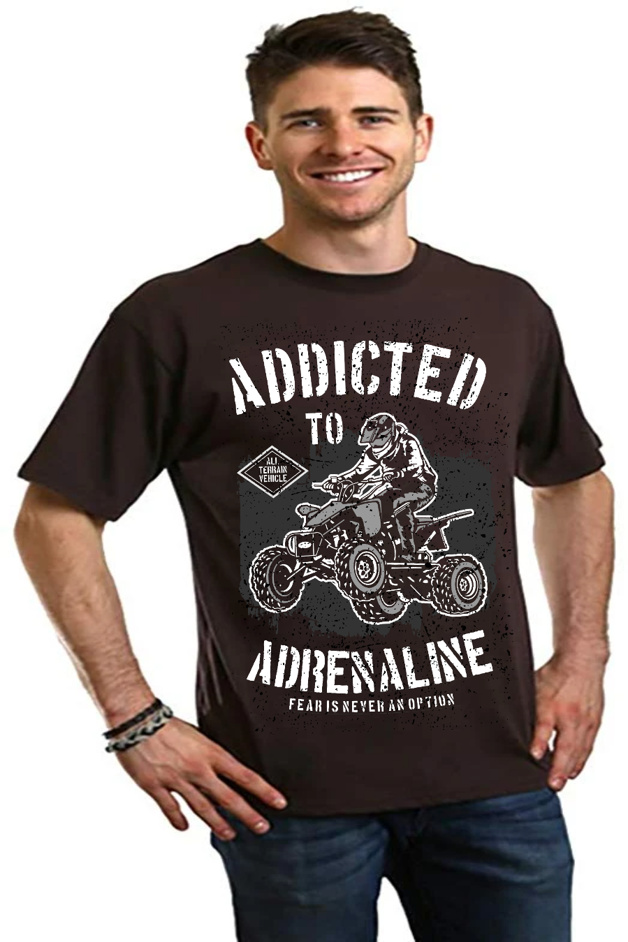 Camiseta gráfica de manga corta para hombre "Adicto a la adrenalina" de viscosa de bambú/algodón orgánico