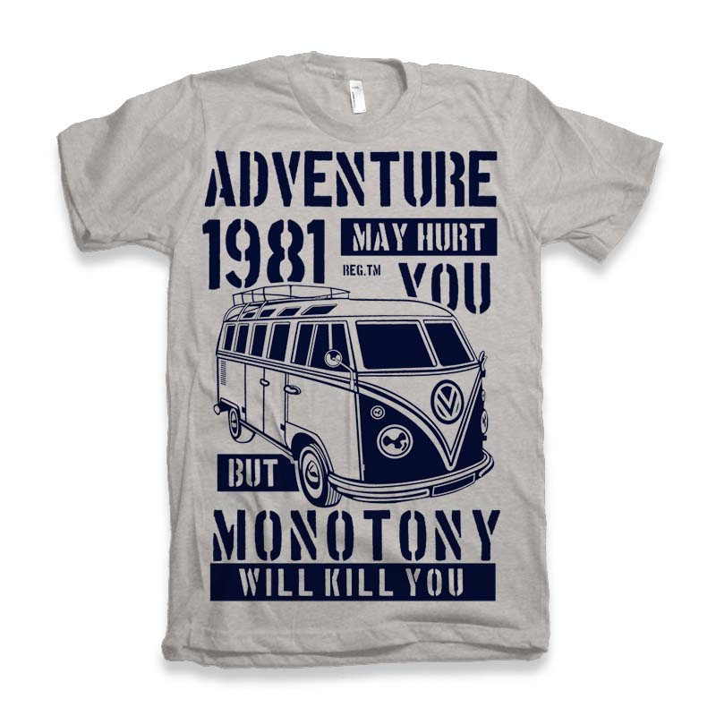 Camiseta gráfica de manga corta de viscosa de bambú/algodón orgánico para hombre Adventure 1981