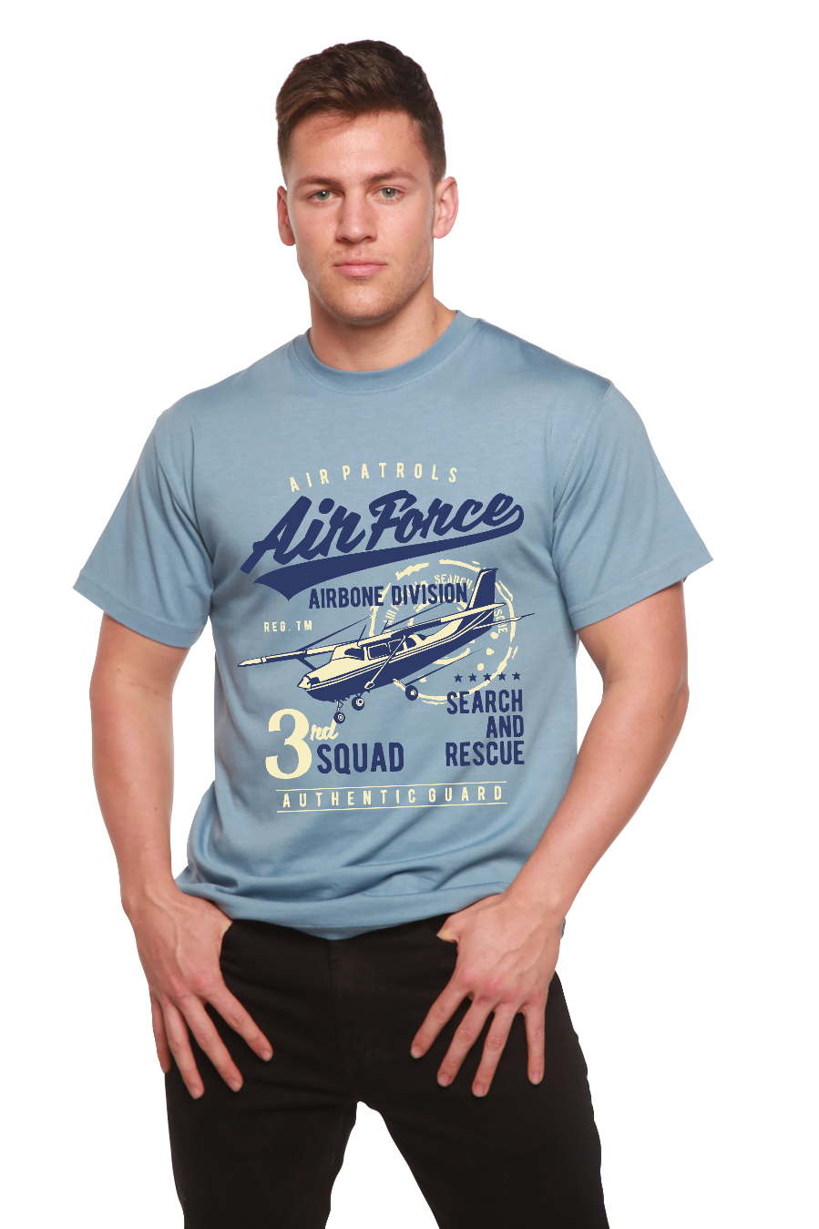 Camiseta gráfica de manga corta de bambú/algodón orgánico para hombre Air Force