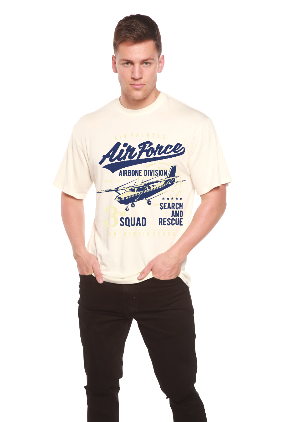 Camiseta gráfica de manga corta de bambú/algodón orgánico para hombre Air Force