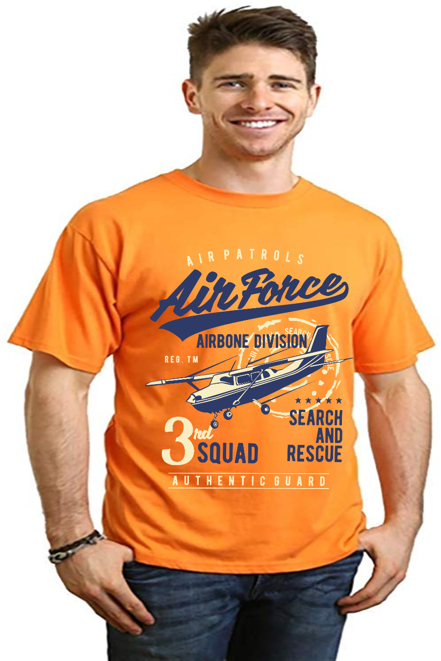 Camiseta gráfica de manga corta de bambú/algodón orgánico para hombre Air Force