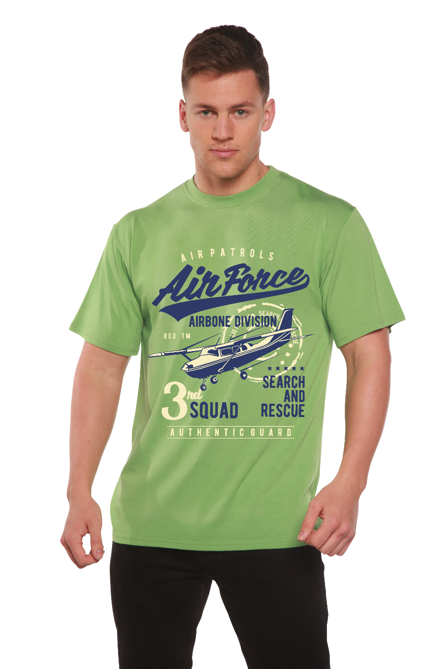 Camiseta gráfica de manga corta de bambú/algodón orgánico para hombre Air Force