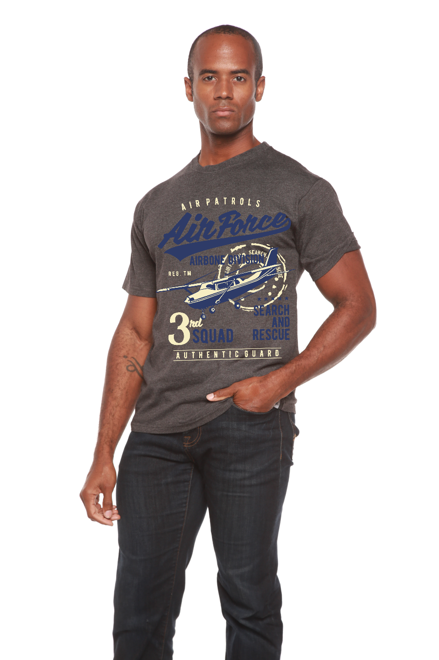 Camiseta gráfica de manga corta de bambú/algodón orgánico para hombre Air Force
