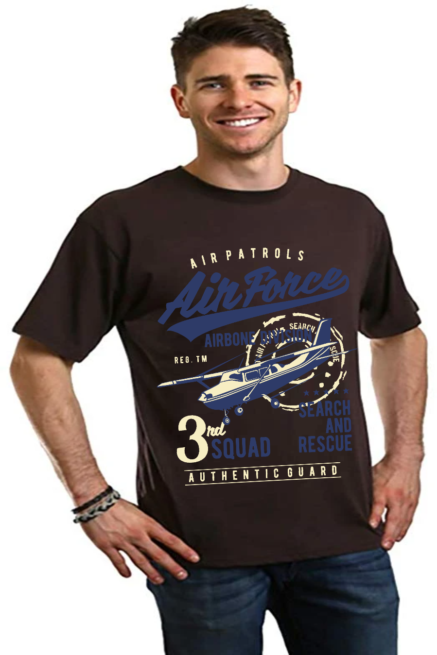 Camiseta gráfica de manga corta de bambú/algodón orgánico para hombre Air Force